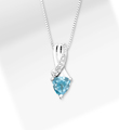 6mm Blue Topaz Trillion with Diamond Accent Sterling Silver Pendant Necklace