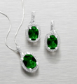 6.0ct tw Synthetic Emerald & Diamond Pendant & Earring Set